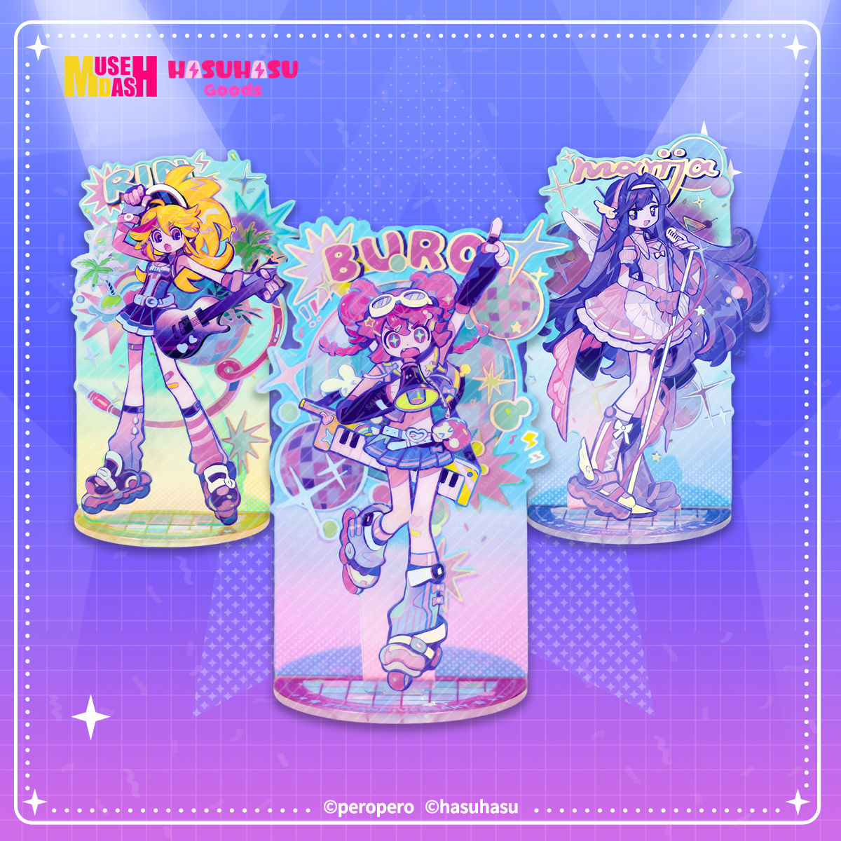 Muse Dash Neon Party Laser Silver Foil Double-layer Acrylic Standee