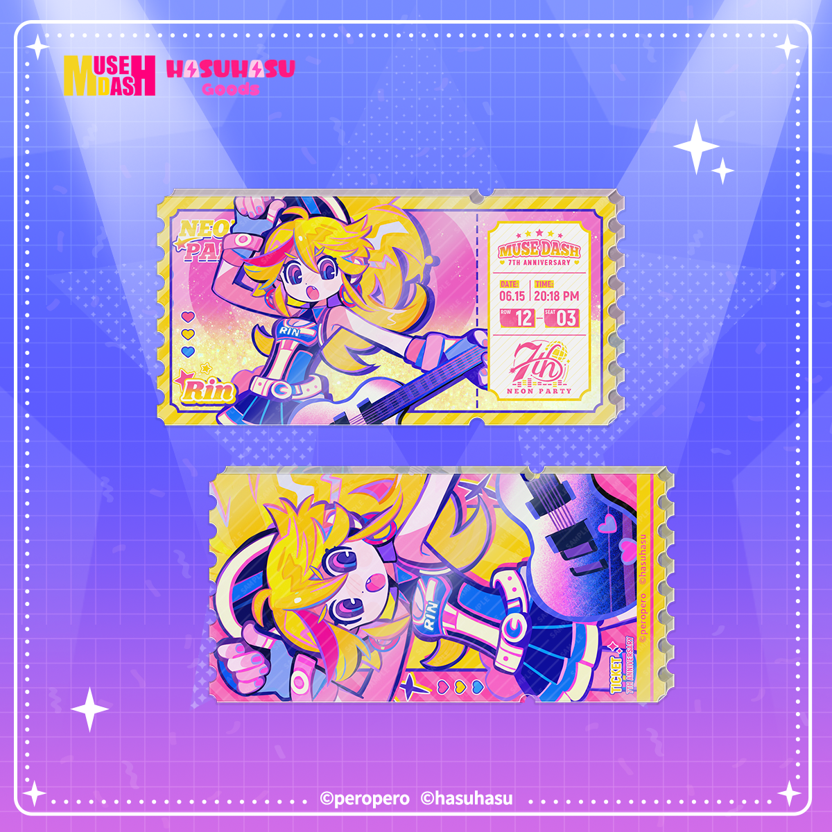 Muse Dash Neon Party Quicksand Acrylic Movie Ticket