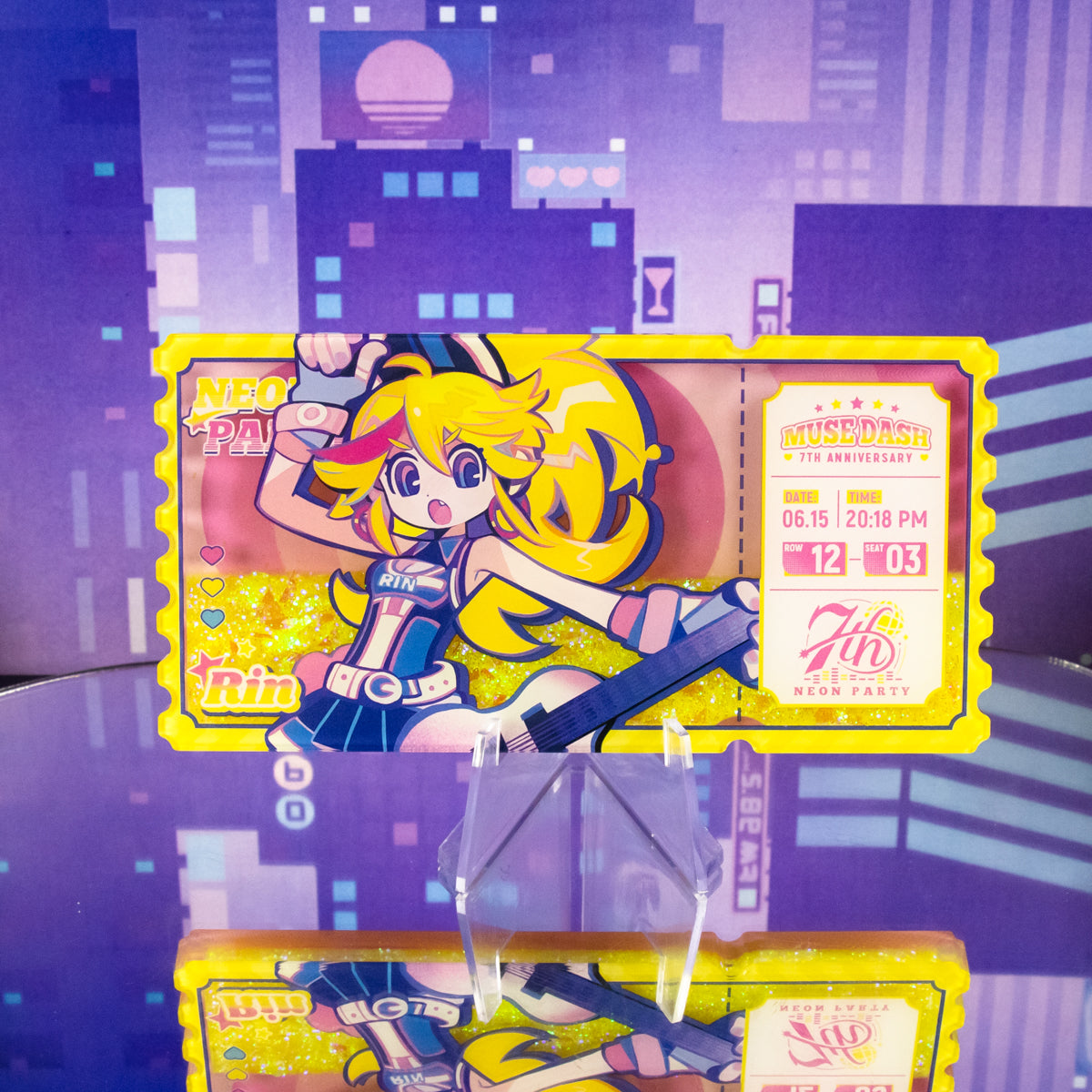 Muse Dash Neon Party Quicksand Acrylic Movie Ticket