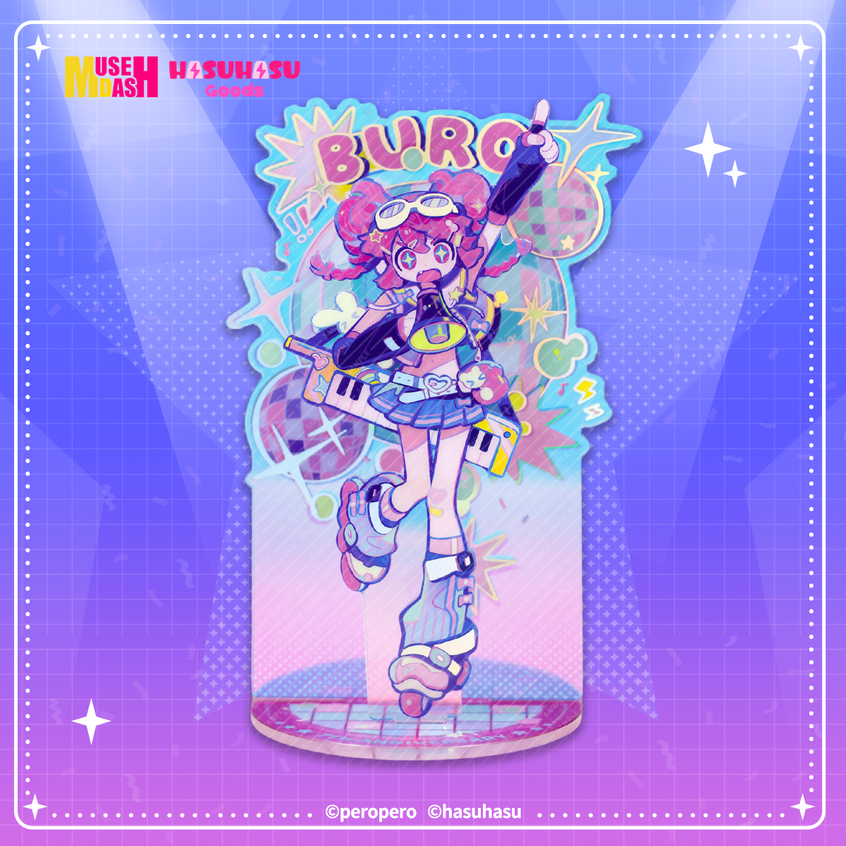 Muse Dash Neon Party Laser Silver Foil Double-layer Acrylic Standee
