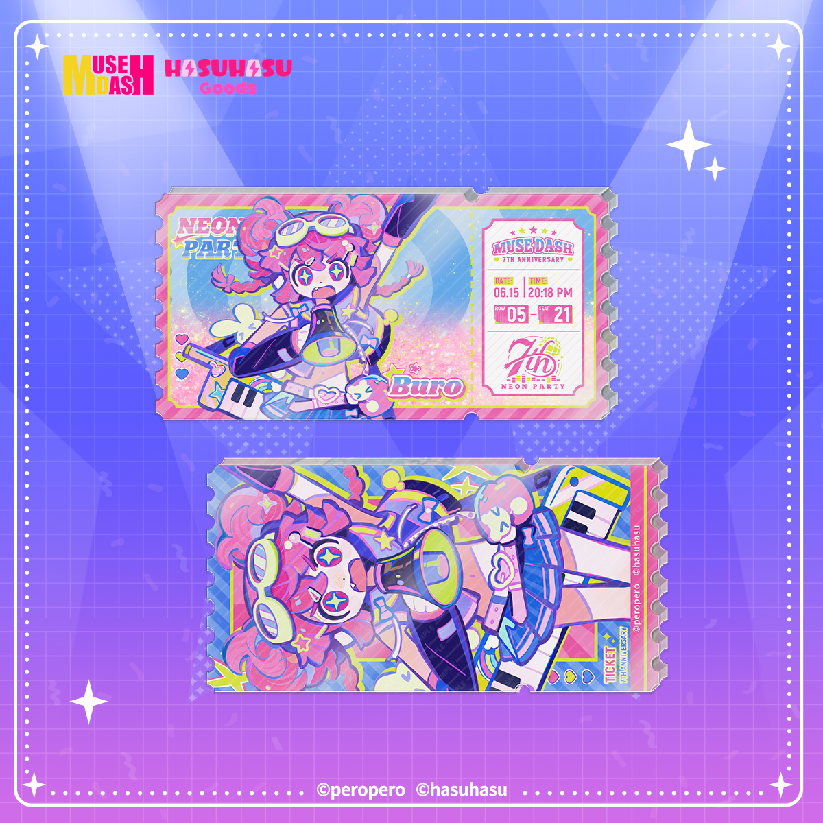 Muse Dash Neon Party Quicksand Acrylic Movie Ticket