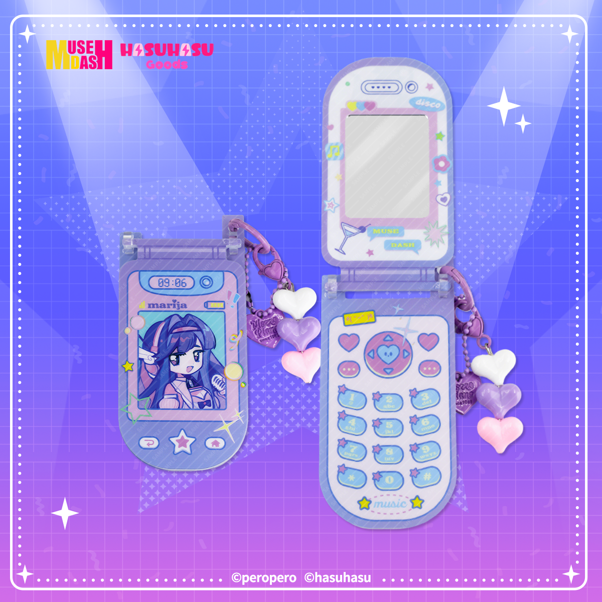Muse Dash Neon Party Mobilephone-shaped Acrylic Mirror
