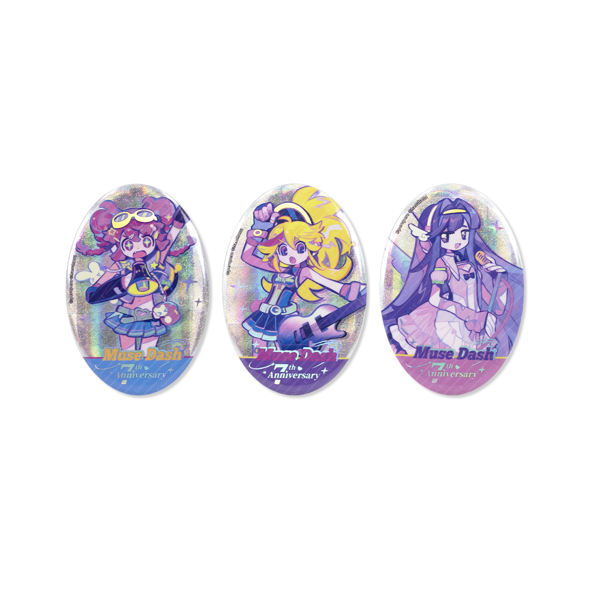 Muse Dash Neon Party Oval Gold Foil Double Flash Badge