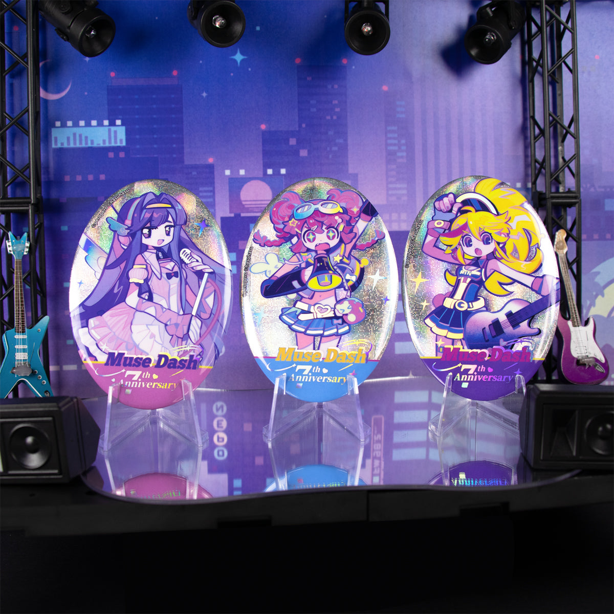Muse Dash Neon Party Oval Gold Foil Double Flash Badge