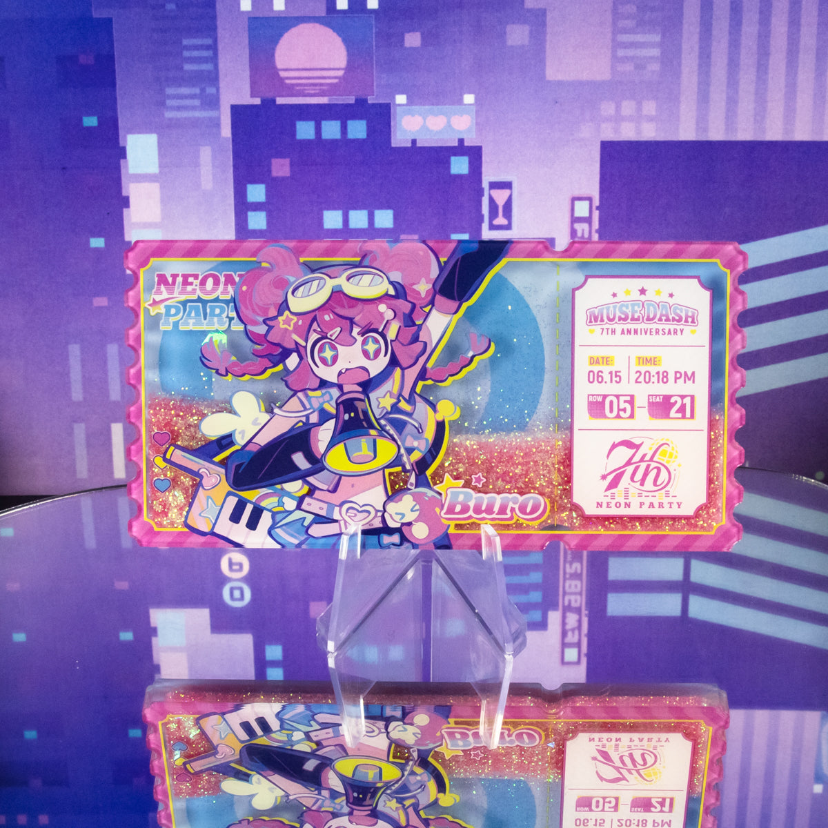 Muse Dash Neon Party Quicksand Acrylic Movie Ticket