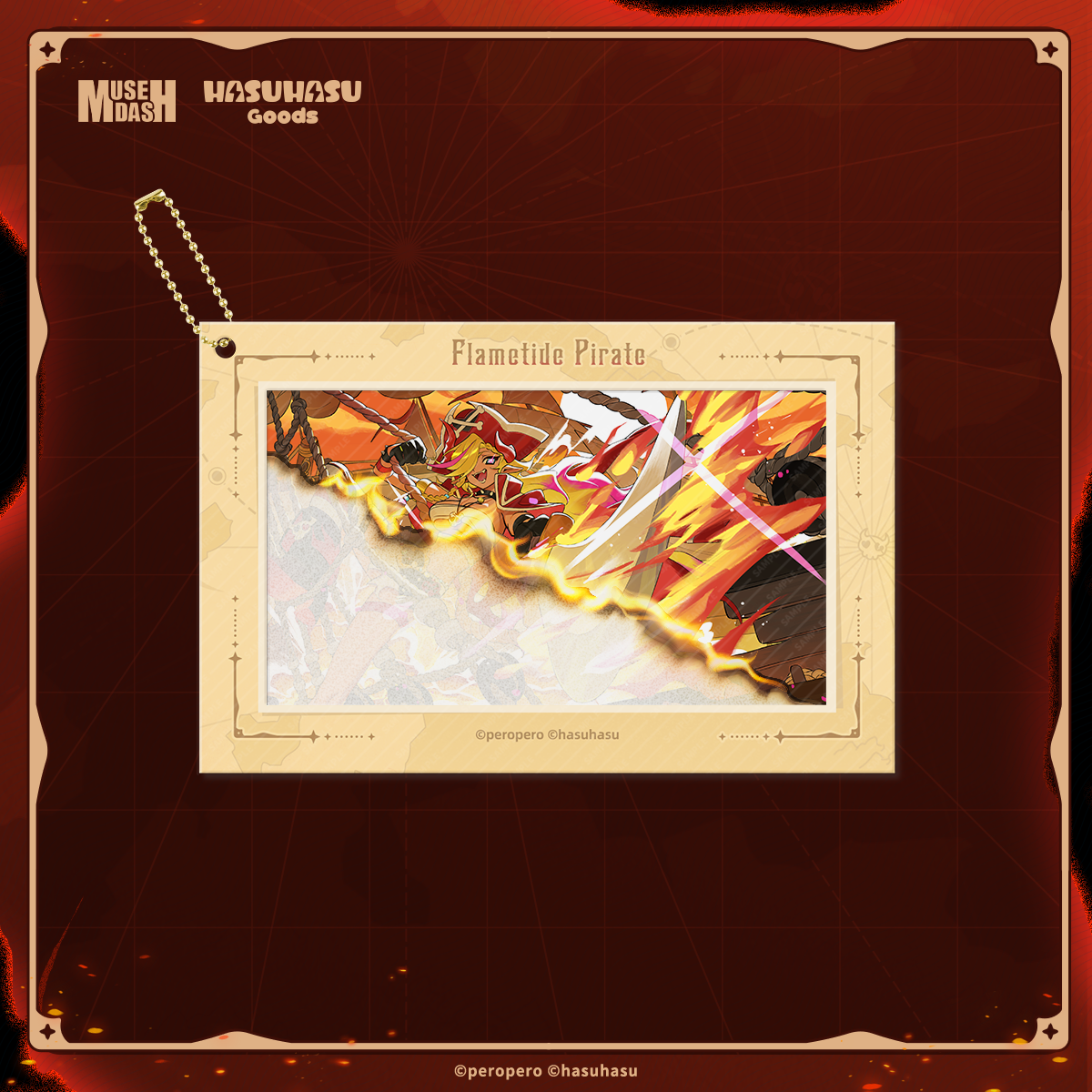 Muse Dash Flametide Pirate Rin Burn-to-reveal Polaroid+Wanted Heat-sensitive Poster