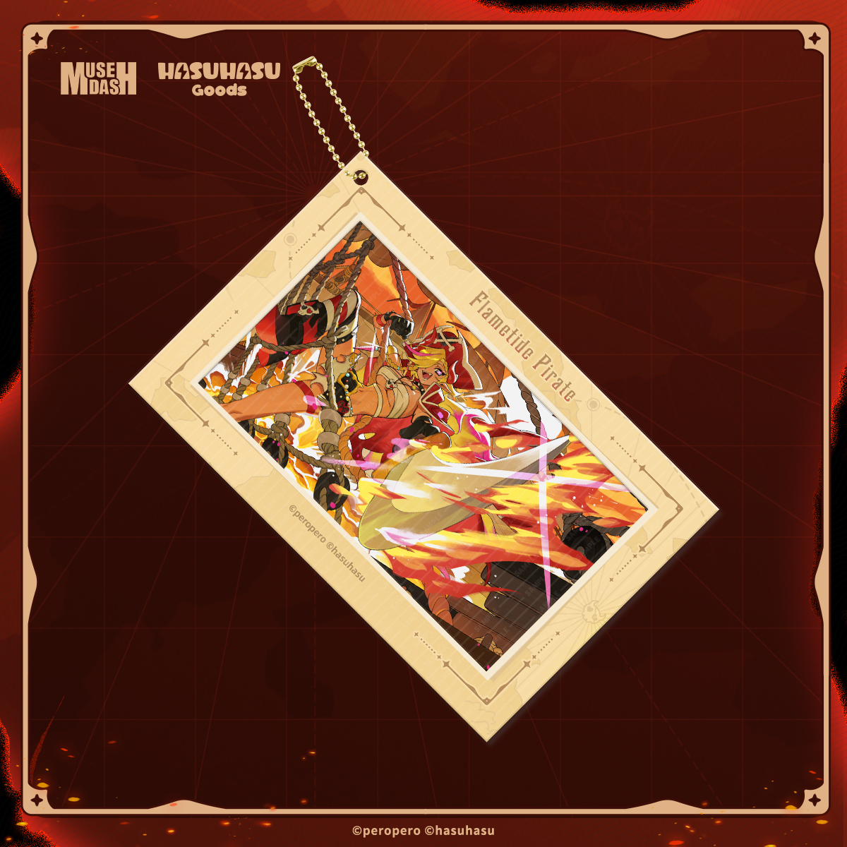 Muse Dash Flametide Pirate Rin Burn-to-reveal Polaroid+Wanted Heat-sensitive Poster