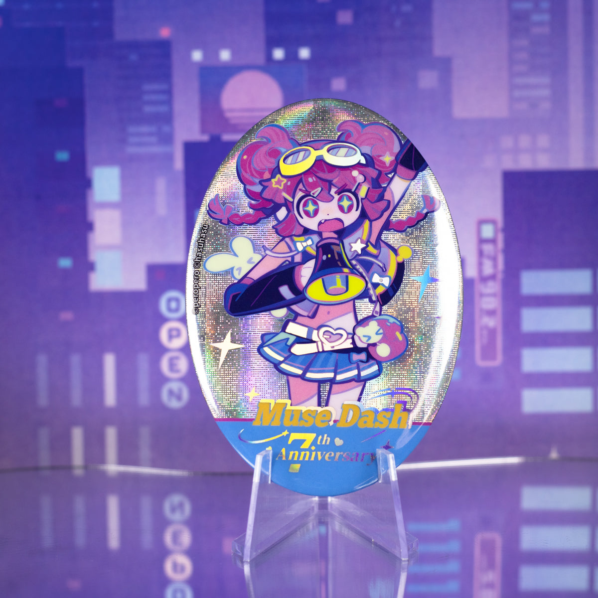 Muse Dash Neon Party Oval Gold Foil Double Flash Badge