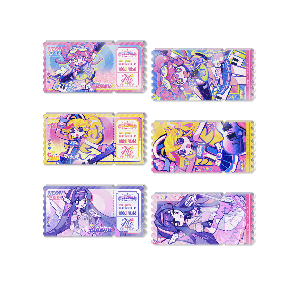 Muse Dash Neon Party Quicksand Acrylic Movie Ticket