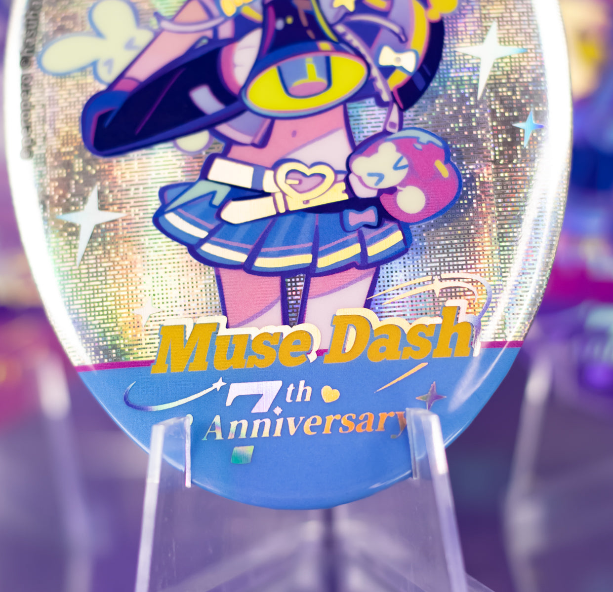 Muse Dash Neon Party Oval Gold Foil Double Flash Badge