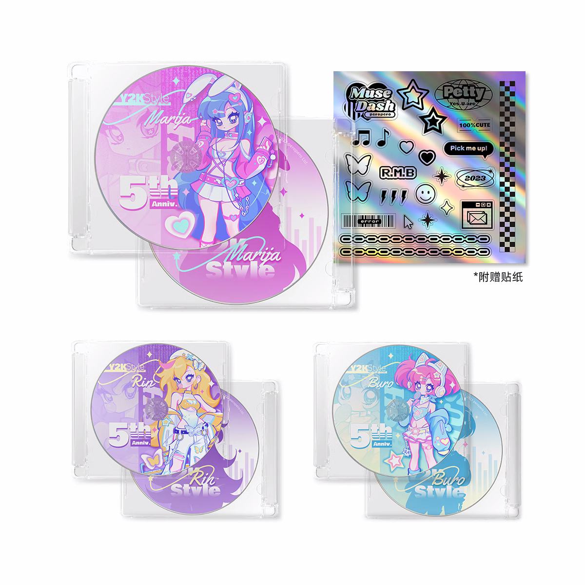 Muse Dash Y2K Style Acrylic CD-Shape Ornament