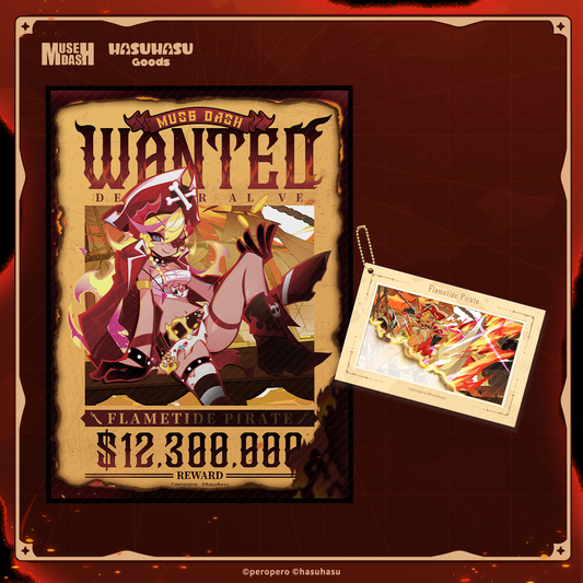 Muse Dash Flametide Pirate Rin Burn-to-reveal Polaroid+Wanted Heat-sensitive Poster