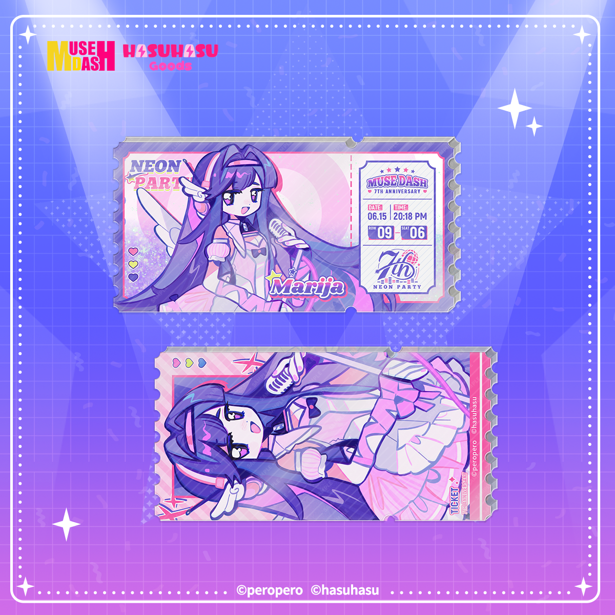Muse Dash Neon Party Quicksand Acrylic Movie Ticket