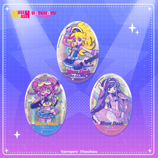 Muse Dash Neon Party Oval Gold Foil Double Flash Badge