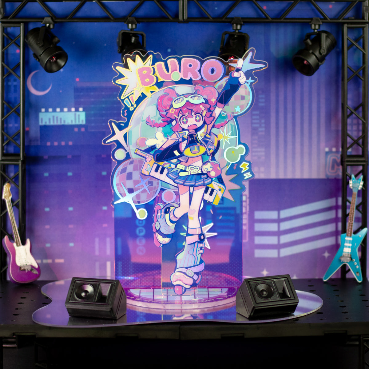 Muse Dash Neon Party Laser Silver Foil Double-layer Acrylic Standee