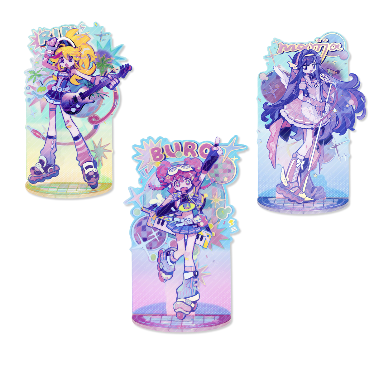 Muse Dash Neon Party Laser Silver Foil Double-layer Acrylic Standee