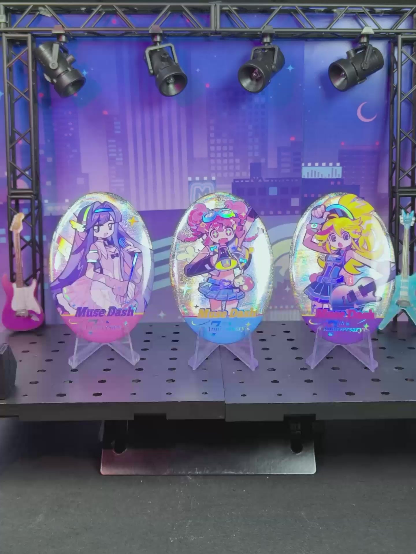 Muse Dash Neon Party Oval Gold Foil Double Flash Badge – hasuhasugoods